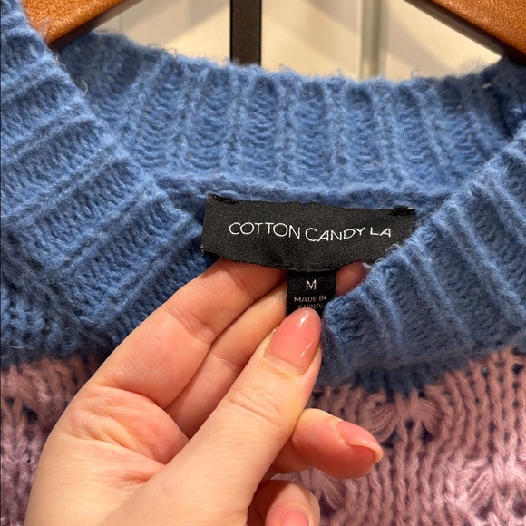 Cotton Candy Textured Striped Sweater - Blue and Pink - Picture 2 of 4